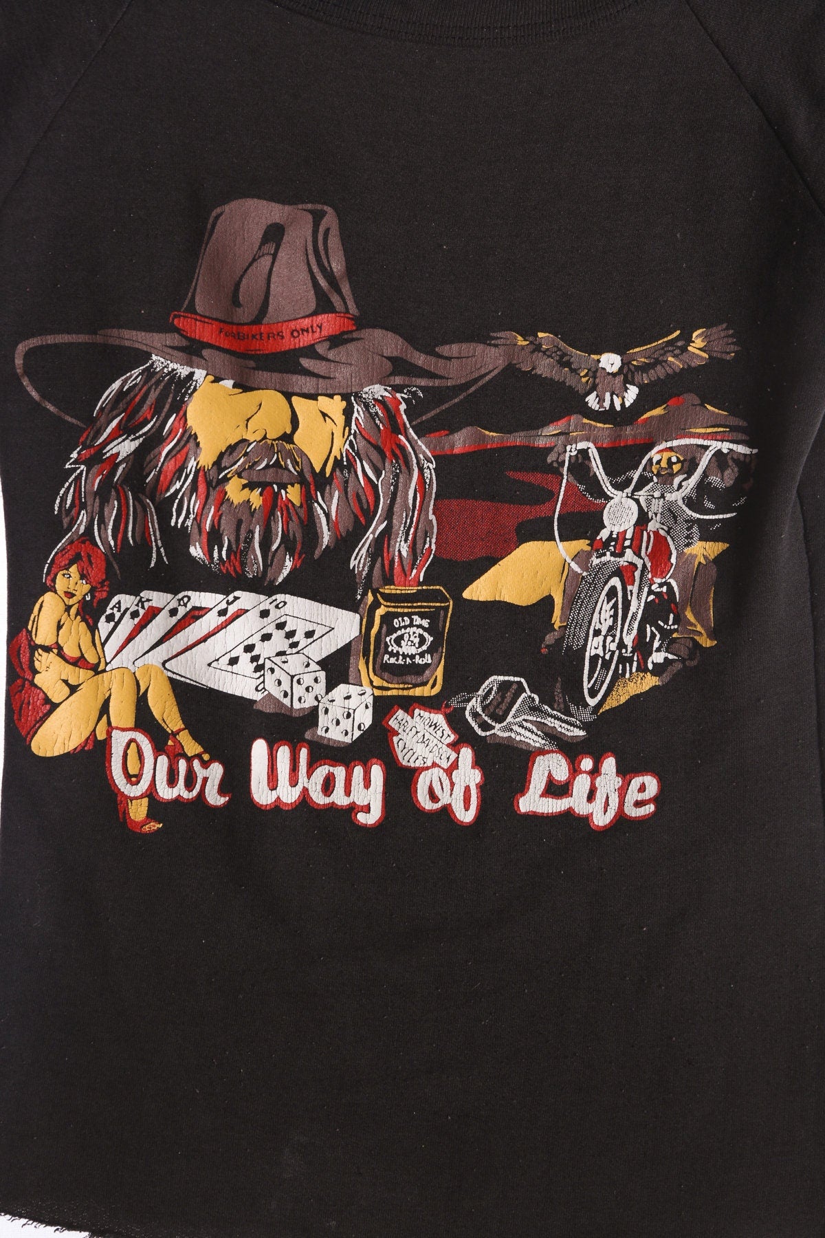 Vintage Long Sleeves Black Biker Graphic Shirt with Harley Davidson Cameron's Motorcycles  - Our way of Life