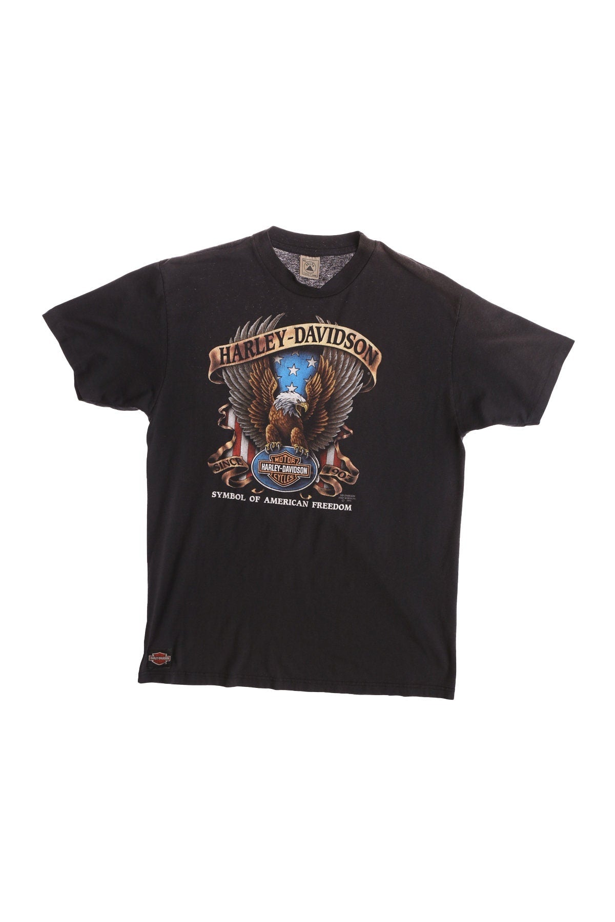 Vintage Harley Davidson Symbol of American Freedom Black Graphic T-shirt