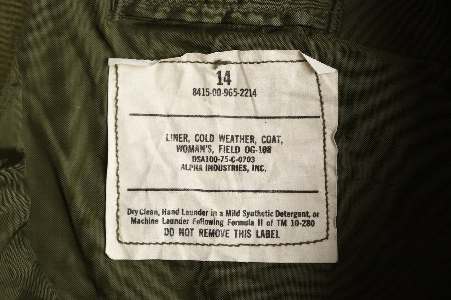 Vintage Women Green Military Field Jacket - OG-198 by Alpha Industries Inc.