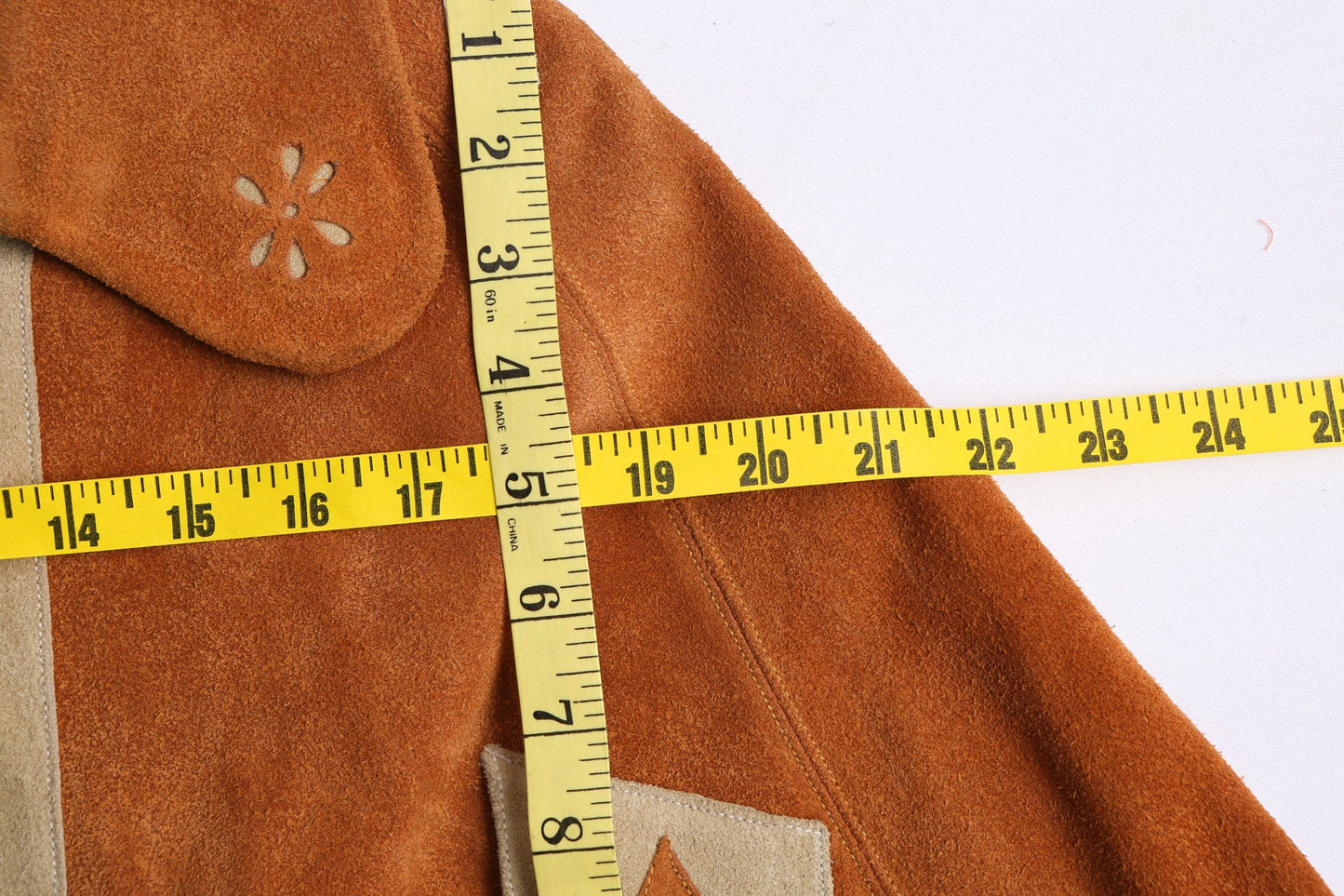 Women Tan Suede Fringed Poncho - Era 70's - 80's