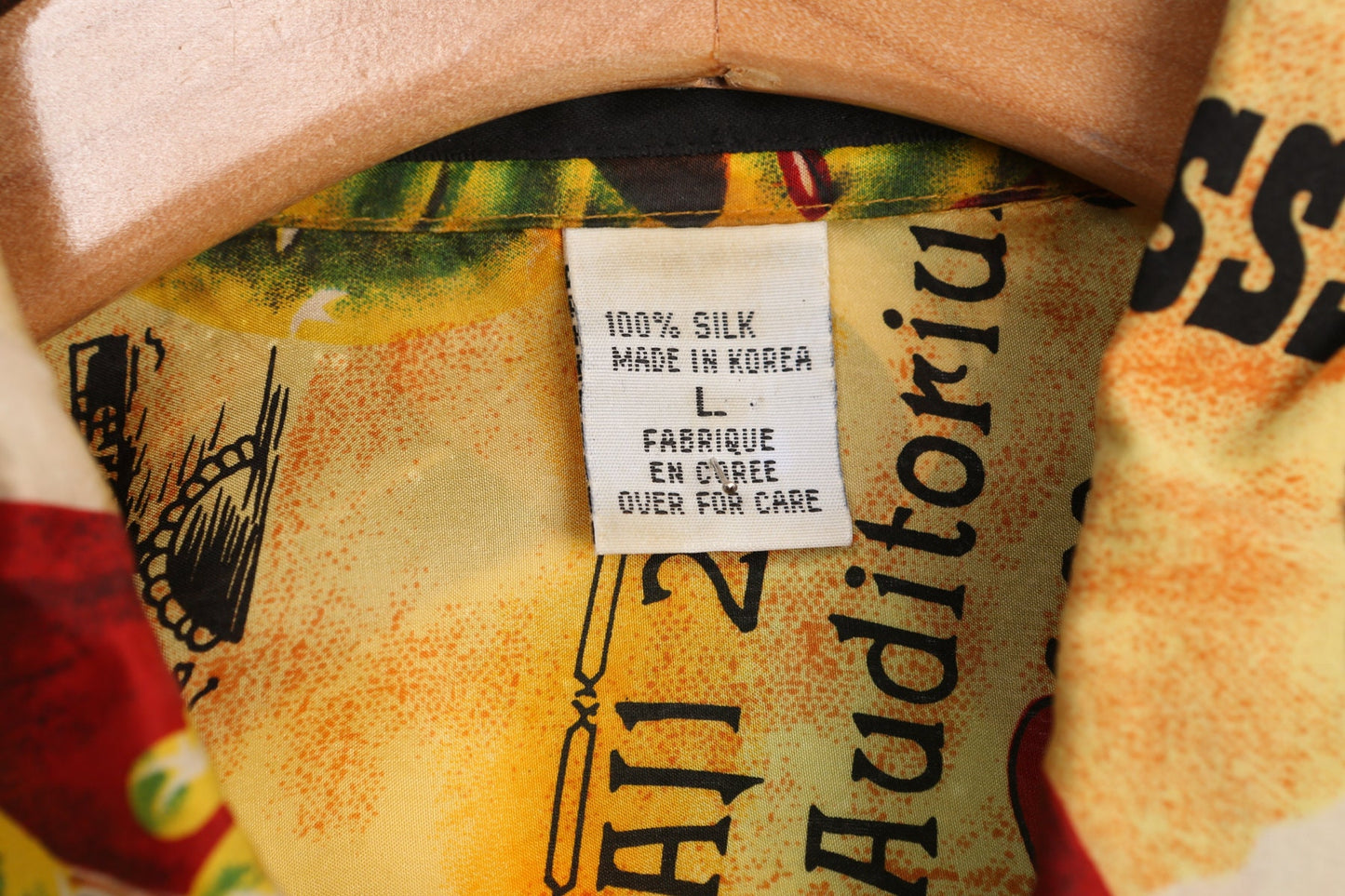 Vintage Silk Shirt - Short Sleeve - Yellow Farmer Ethnic Print - Era 90's - Y2K