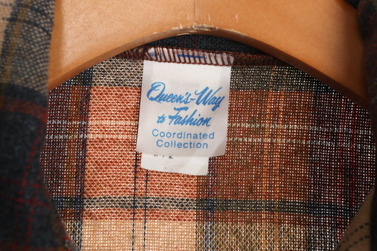 Vintage Women Brown Plaid 70's Top