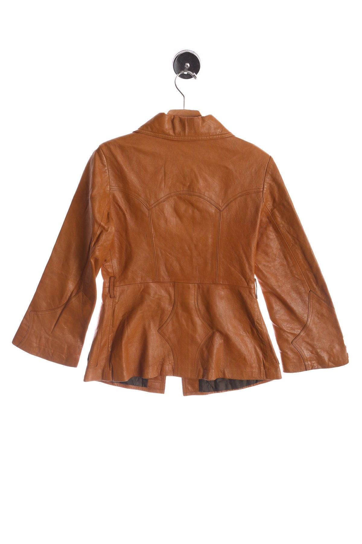 70's Brown Leather Jacket - Butterfly Collar