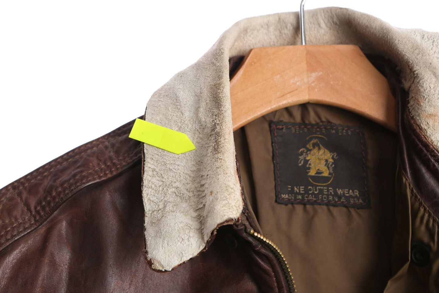 Vintage Men Brown Leather Bomber Jacket by Golden Bear - Made in California