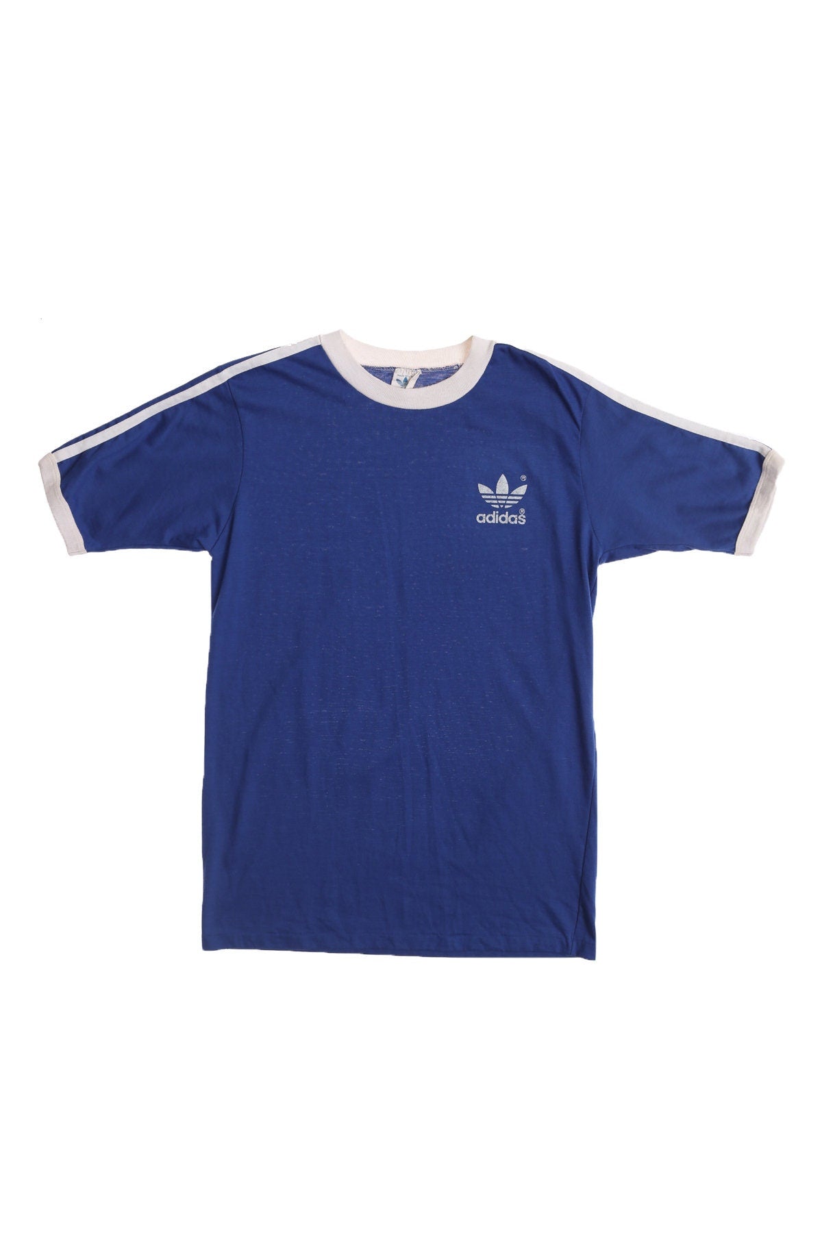 Vintage Adidas Blue Shoulder Striped T-shirt