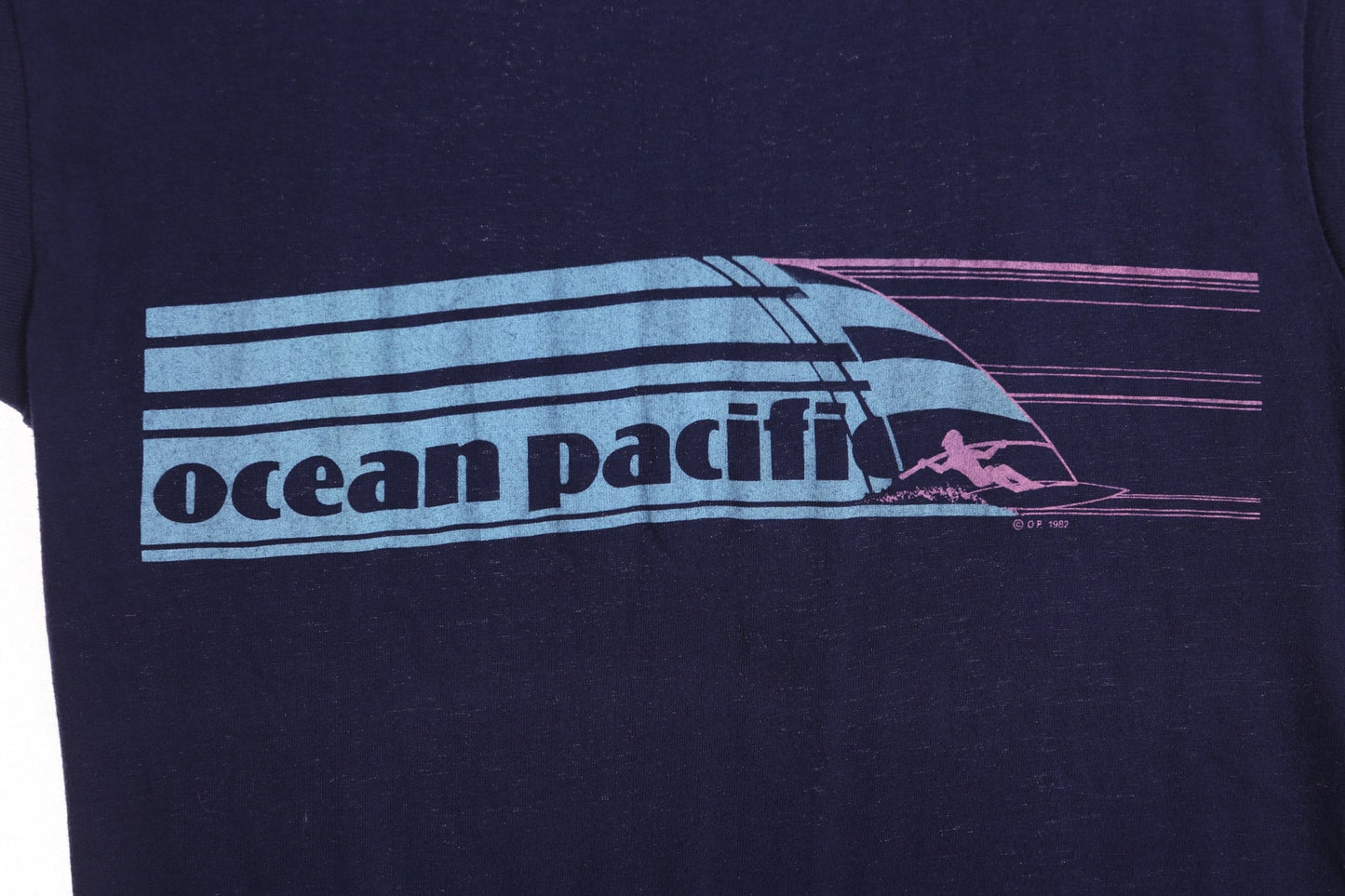 Vintage Ocean Pacific Blue Graphic Sleeveless T-shirt - Era 70's - 80's