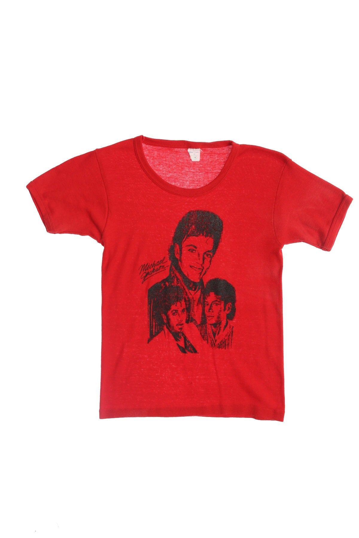 Vintage Red Graphic T-shirt with Black Michael Jackson Print