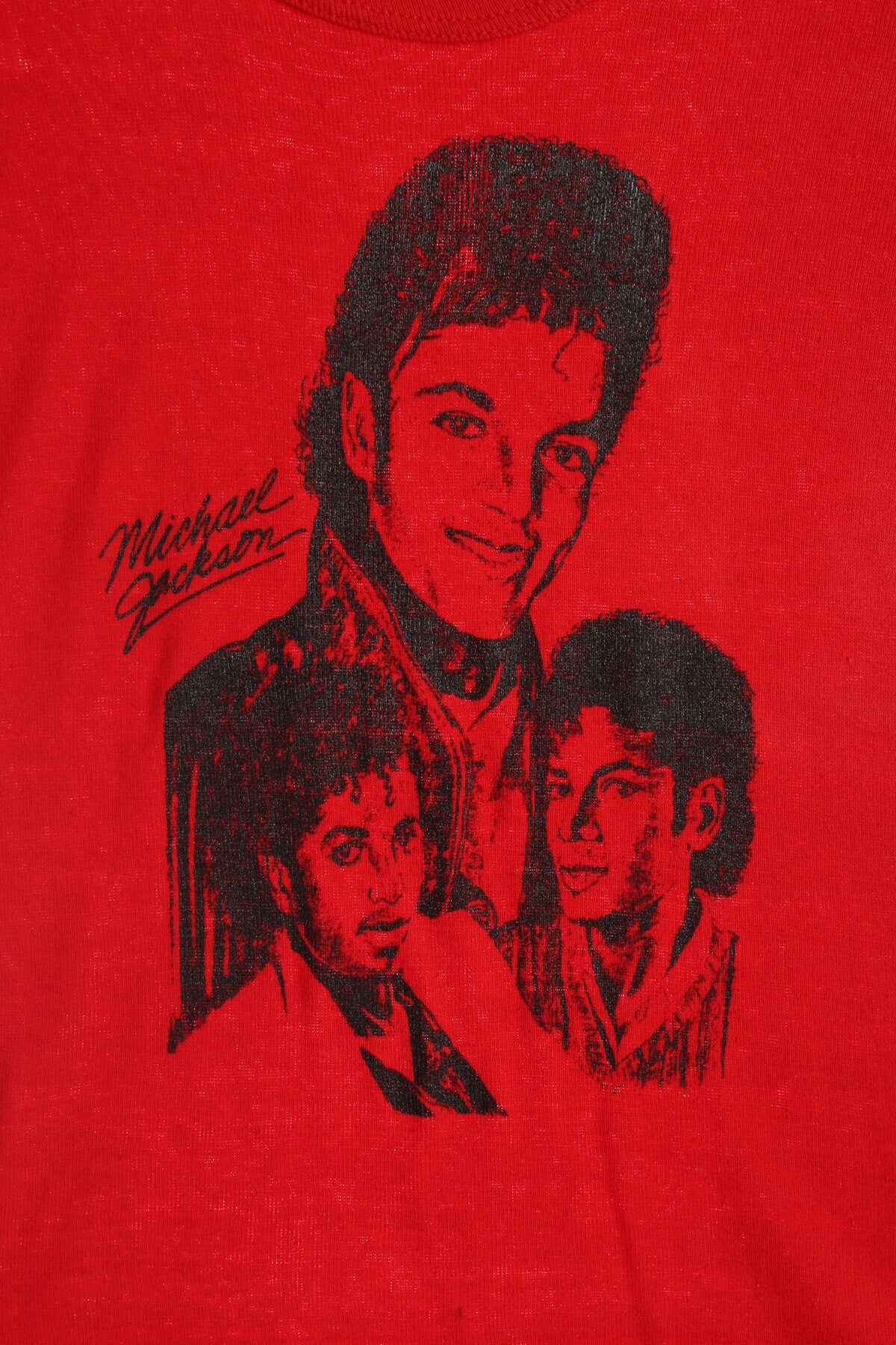 Vintage Red Graphic T-shirt with Black Michael Jackson Print