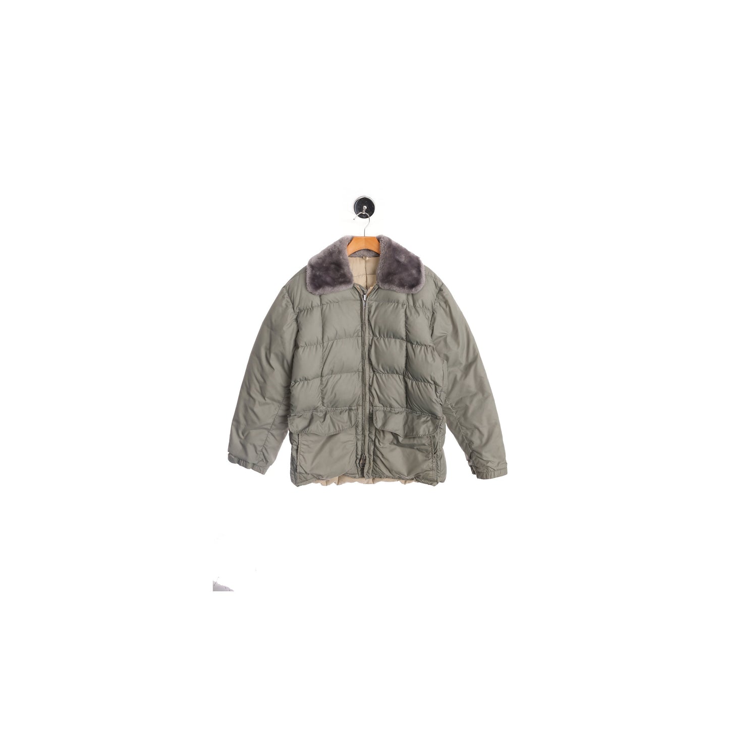 Vintage Men Down Jacket with Shearling Collar