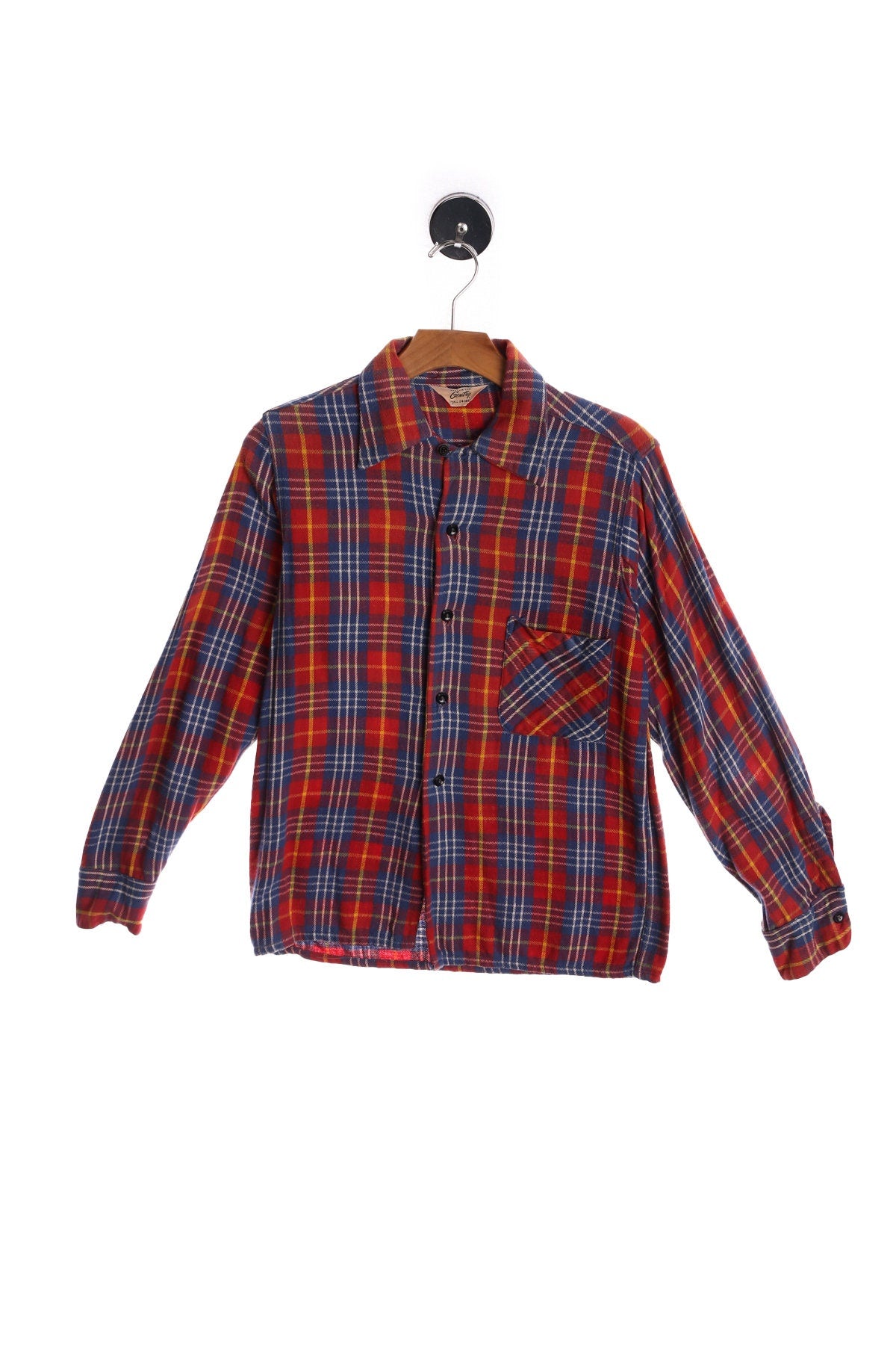 Vintage Red Flannel Plaid Shirt by Gentry - Era 50's - 60's