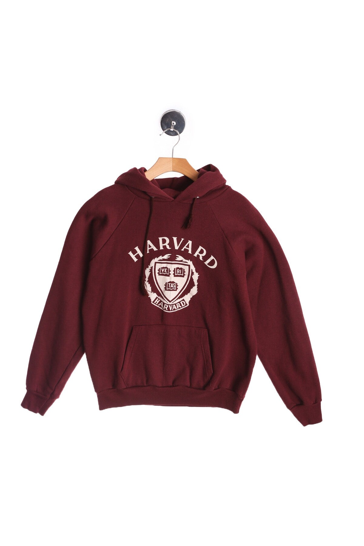 Vintage Red Graphic Hoodie with White Harvard Print - Era 1980s - 1990s