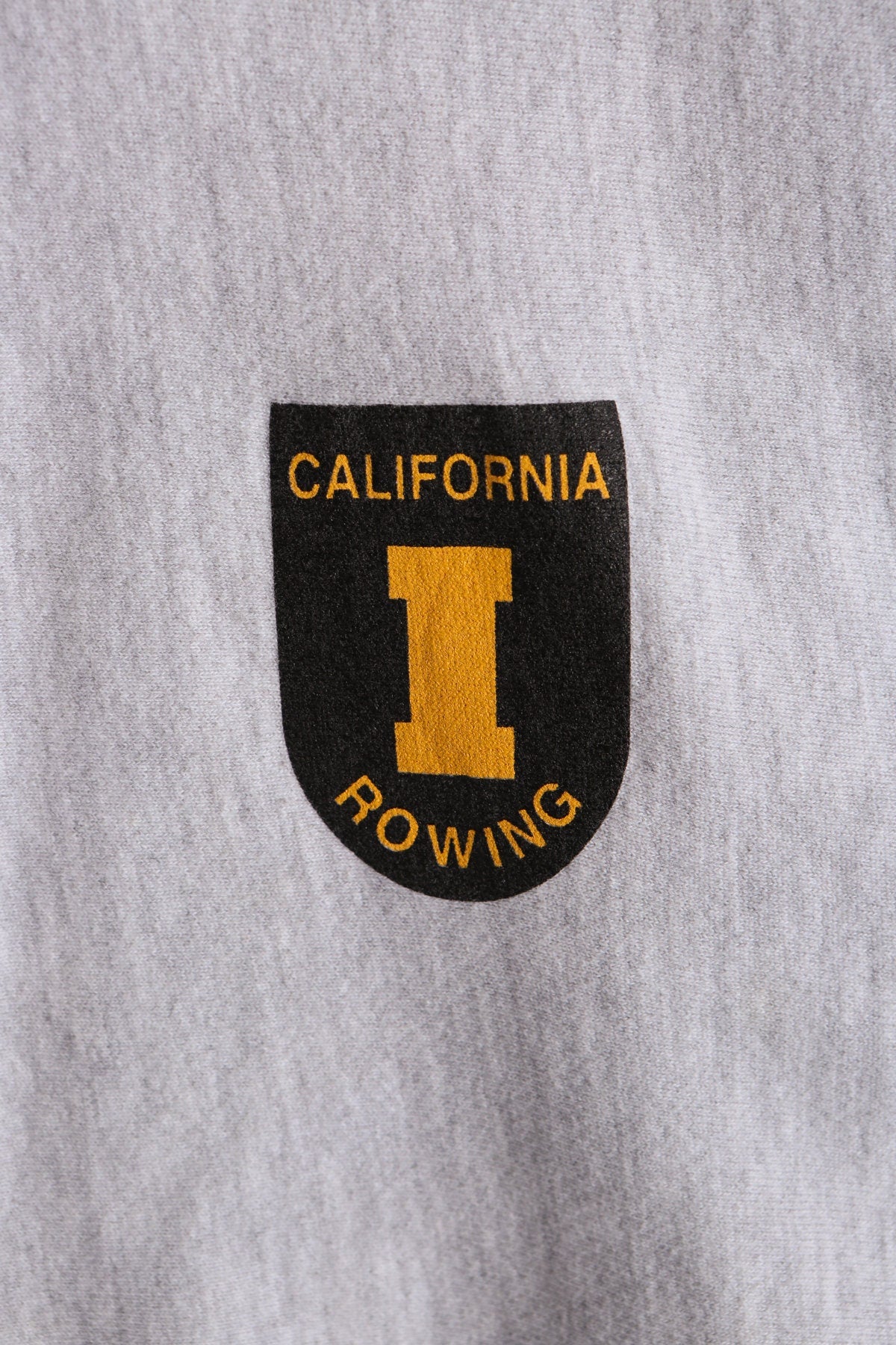 Vintage Champion Gray Crew Neck Sweatshirt with Irvine Crew California Rowing Yellow Print
