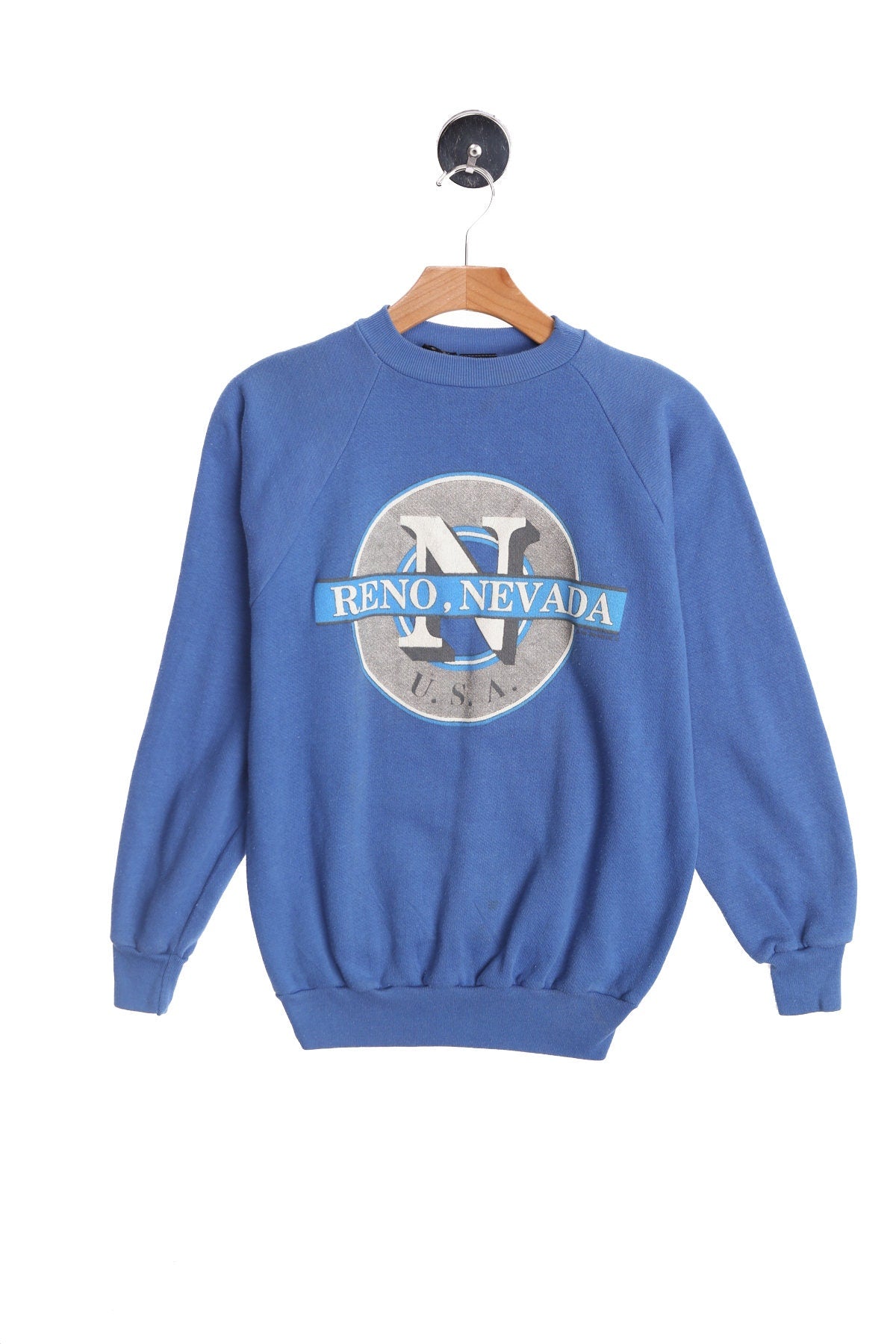 Vintage Blue Sweatshirt with Reno Nevada USA Print
