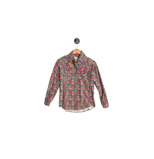 Women Floral Print Red Western Top