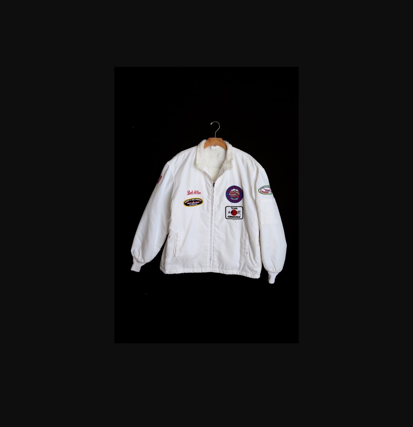 Vintage White Racing Nylon Jacket with Vintage Racing Patches