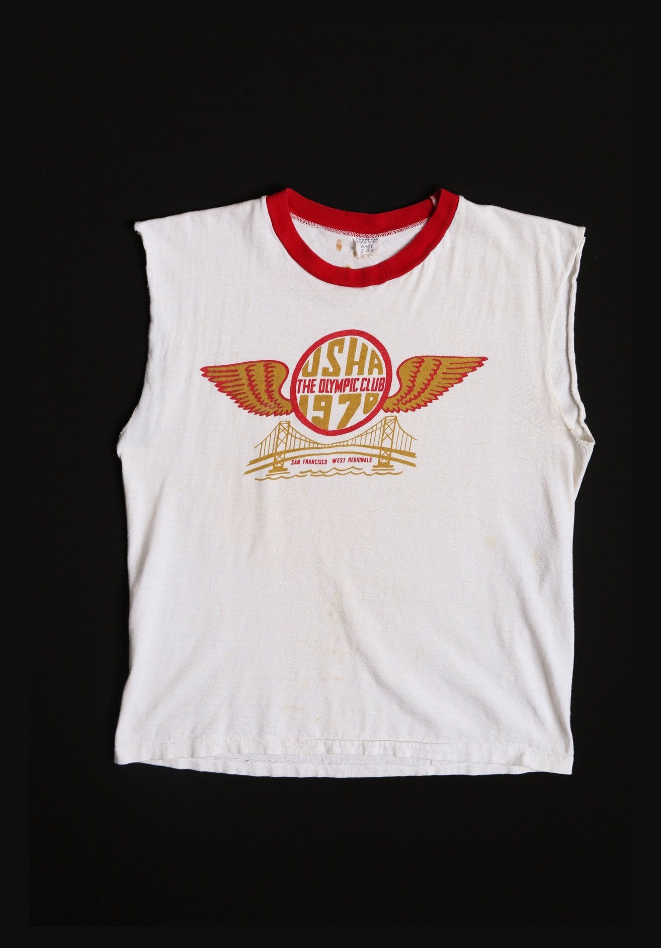 USHA 1970 The Olympic Club White Cut Off Sleeves T-shirt