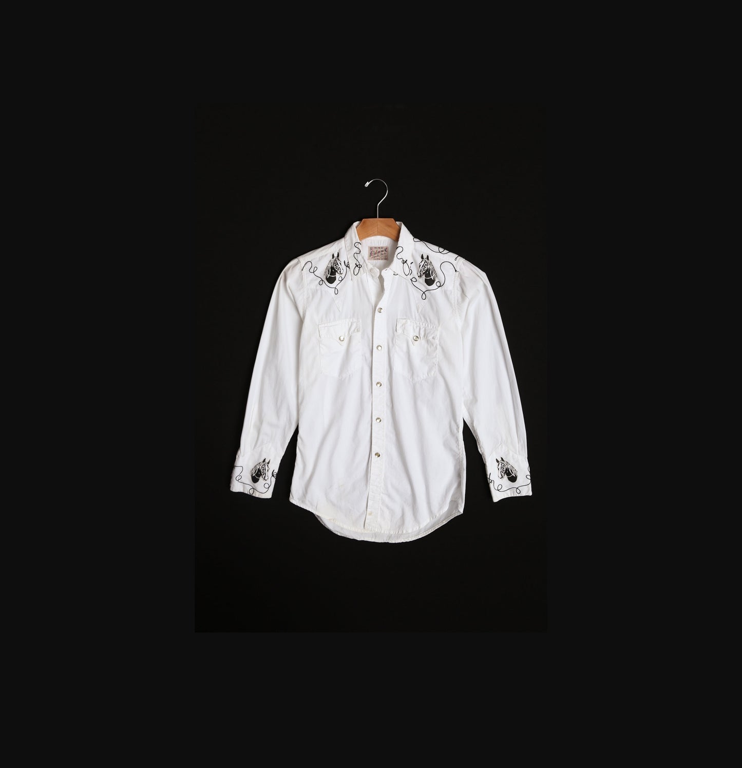 Rockmount Ranch Wear White Western Shirt with Horse Prints