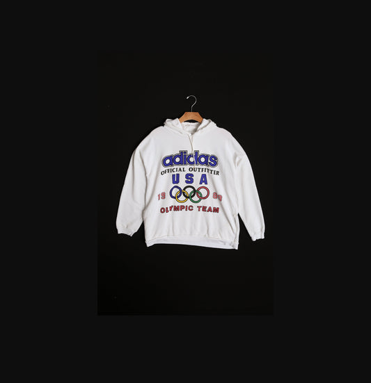 Vintage Adidas White Hoodie - 1988 USA Olympic