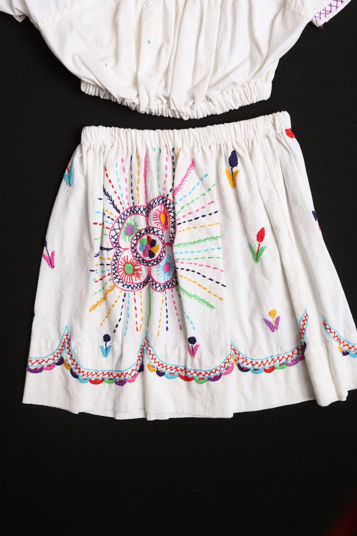 Women 2 Piece Set Embroidered Suit - Top and Skirt