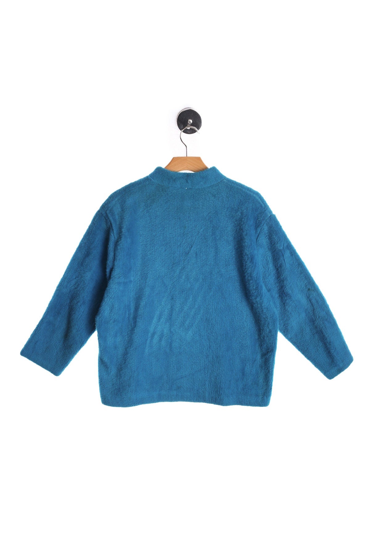 Vintage Blue Mohair Jacket - Zipper Closure - Era 60s -70s