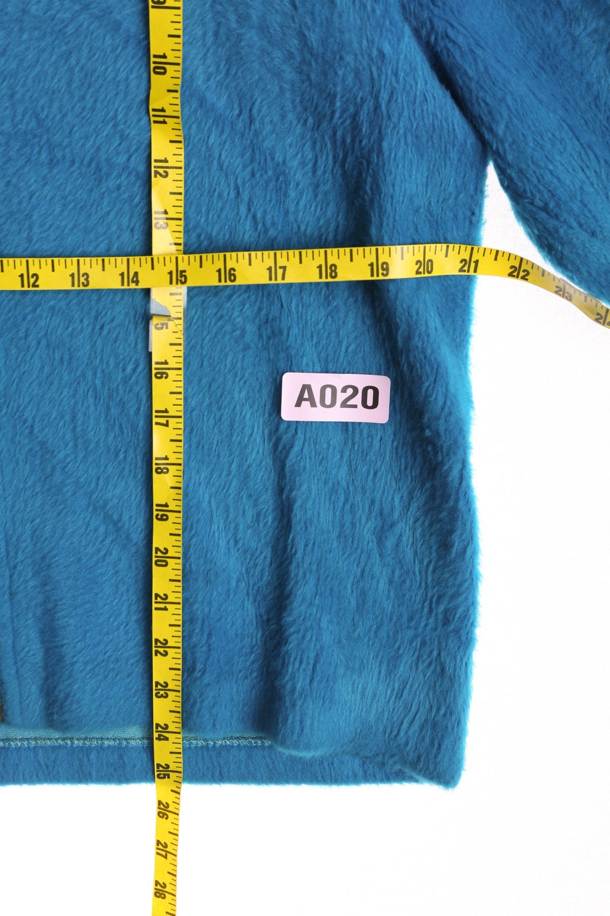 Vintage Blue Mohair Jacket - Zipper Closure - Era 60s -70s