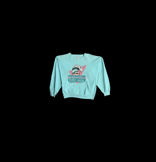 Big Wave Dave's Surf Shop Lahaina Maui Vintage Green Sweatshirt