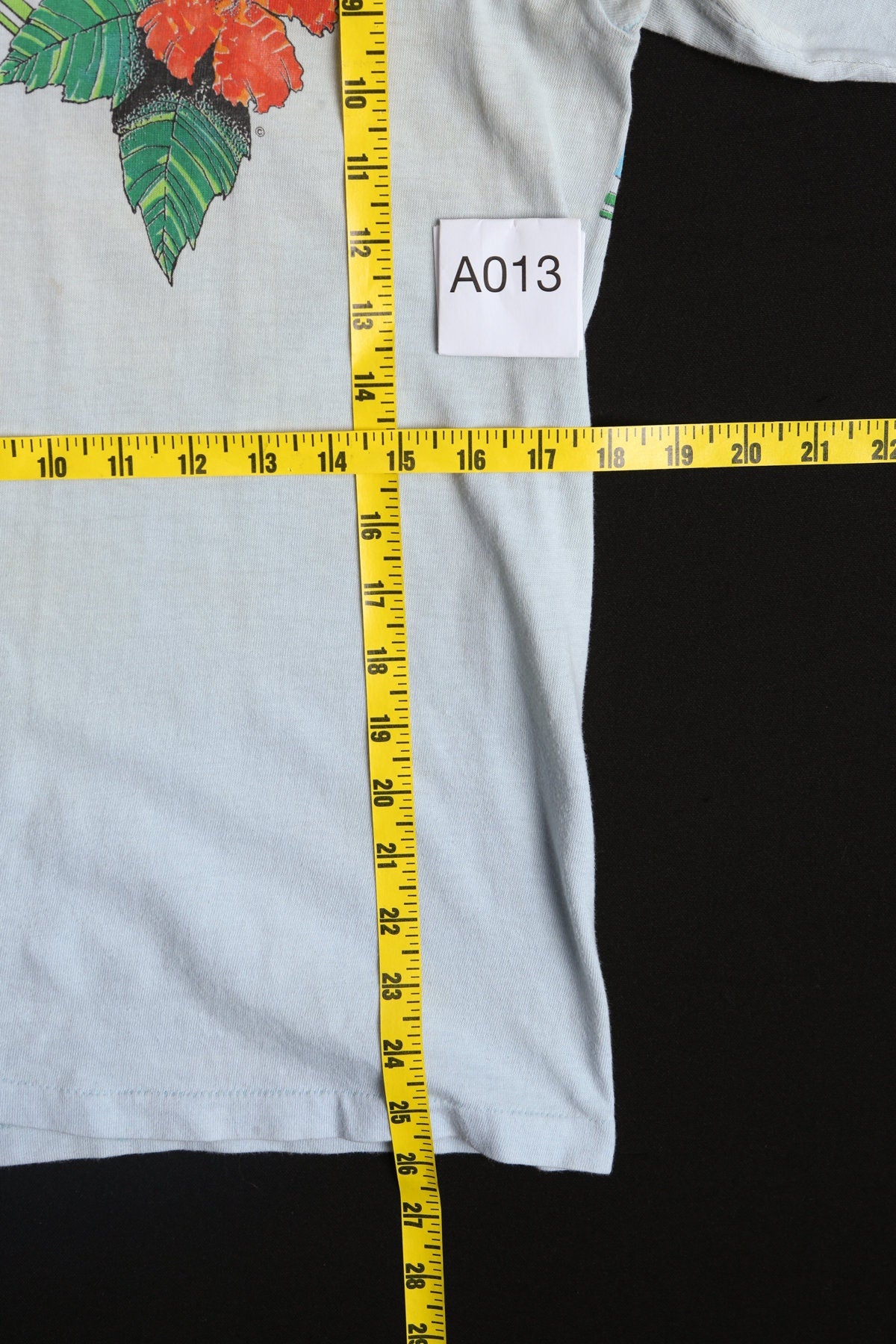 Vintage Op Blue Long Sleeve Graphic Shirt with Hawaiian Flower Print