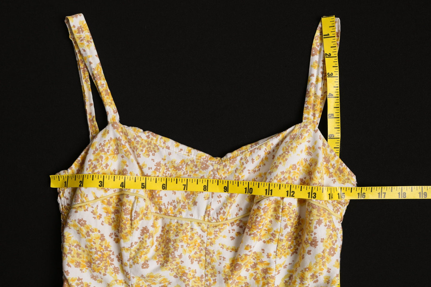 Vintage Women Yellow Floral Print Swimsuit - Era 40's - 50's