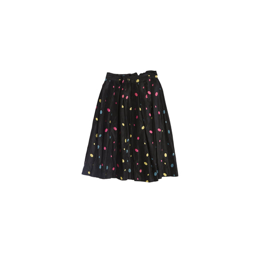 Women Black Polka Dot Skirt - Era 50's - 60's