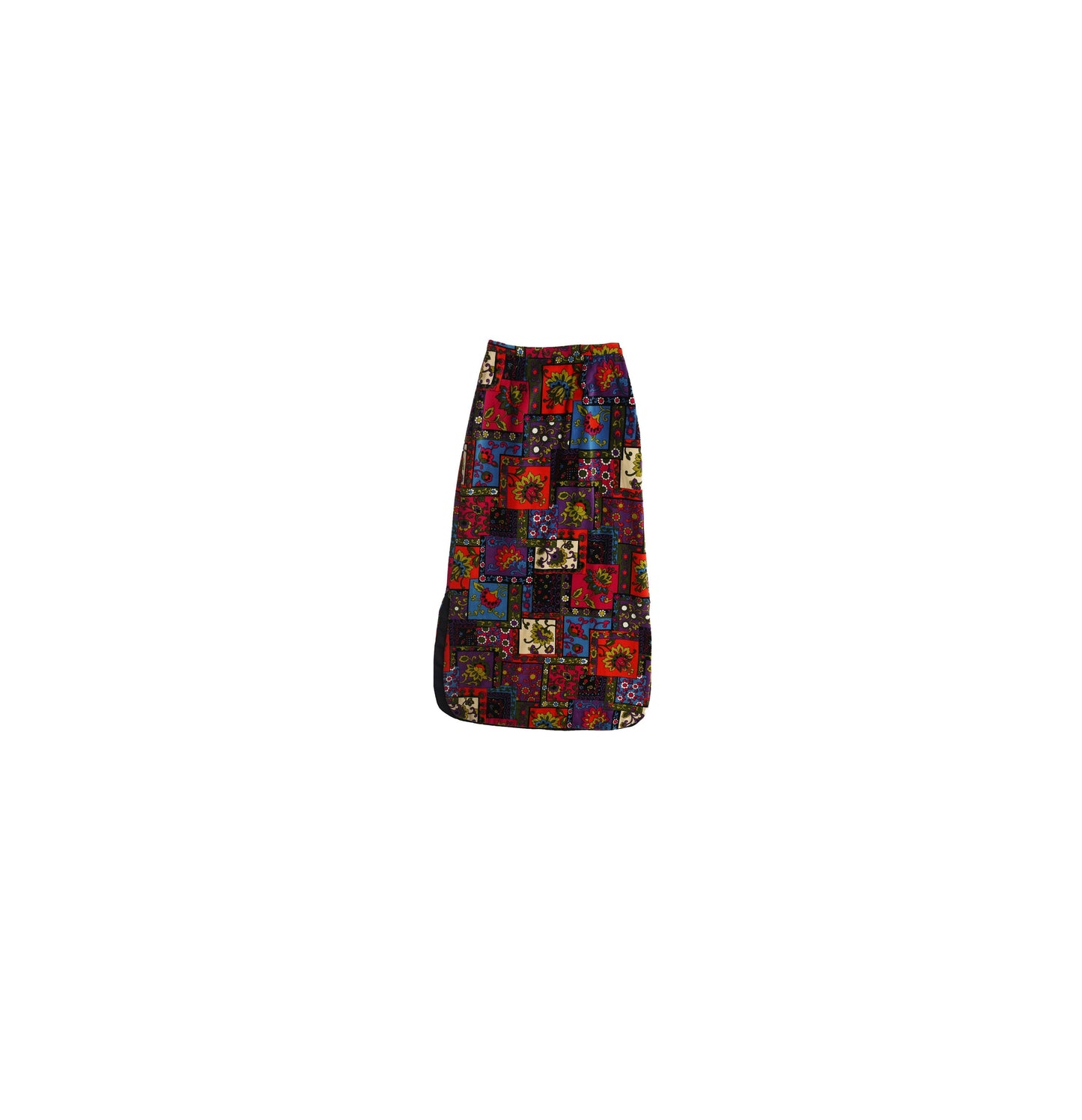 Vintage Women Floral Velvet Long Skirt - Era 60's - 70's