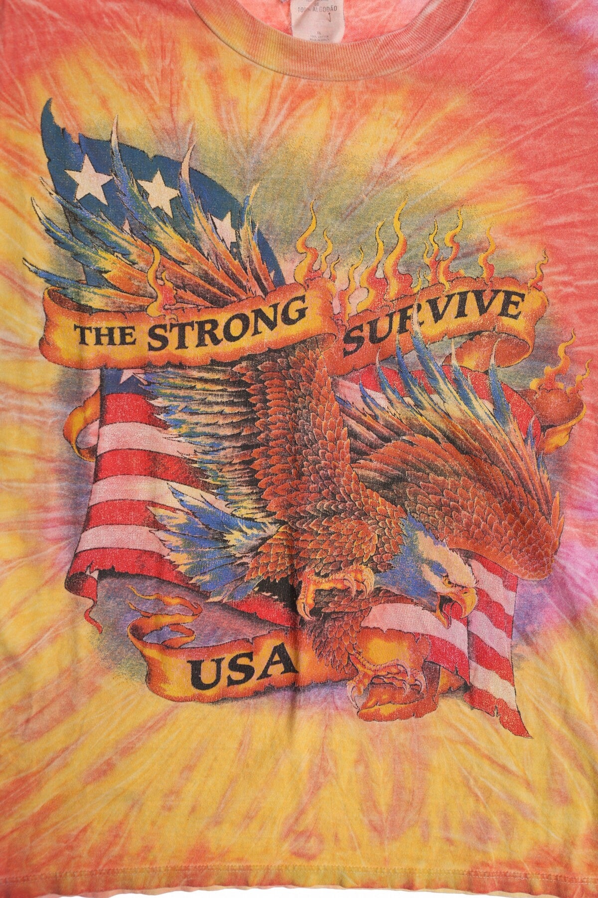 Vintage Tie Dye T-shirt - The Strong Survive USA - Usa Flag - Fire Eagle