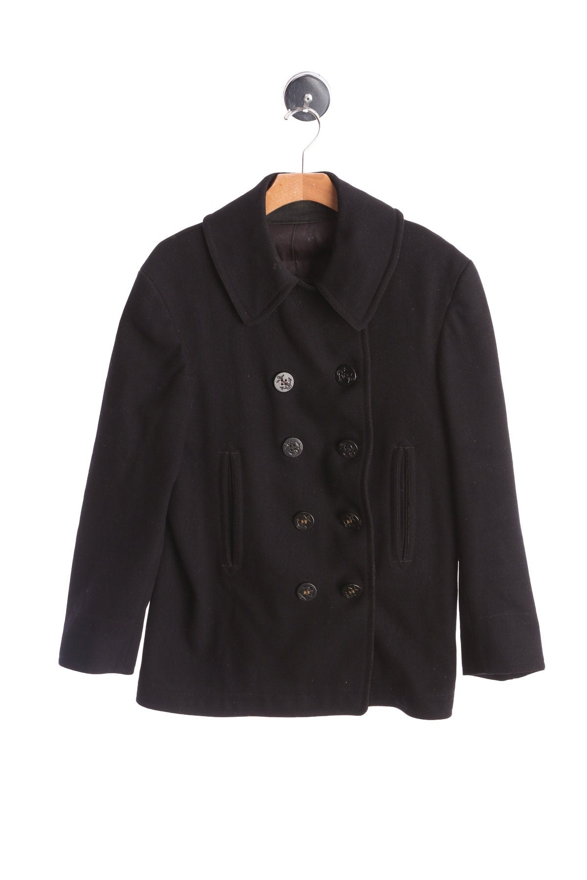 Vintage Men Navy Peacoat - Era 70s - 80s