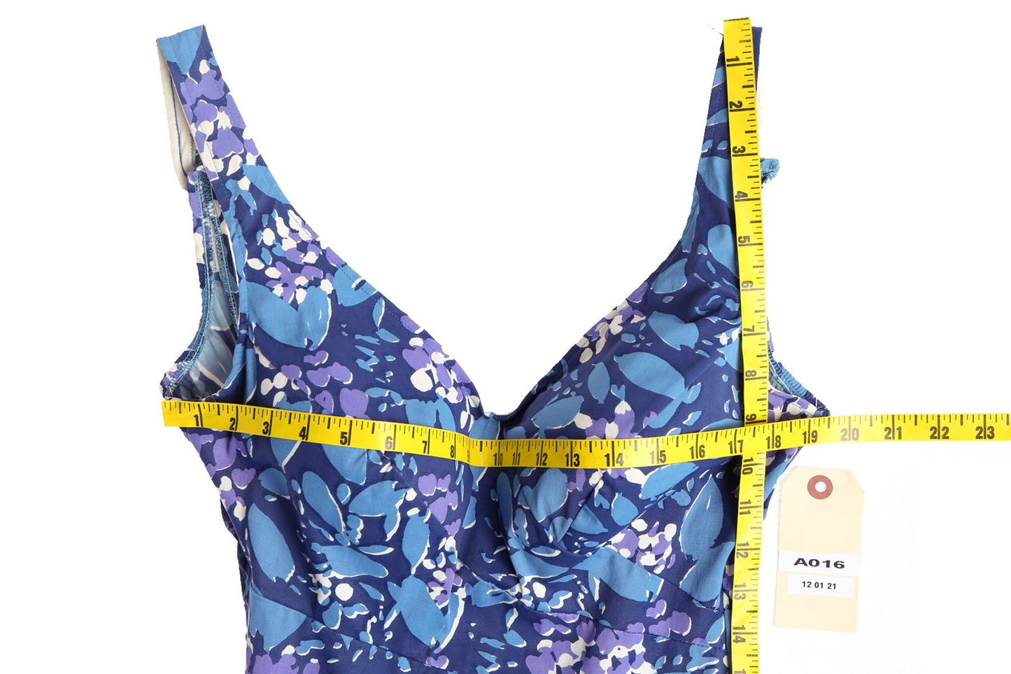 Vintage Women Swimsuit with Blue and Purple Floral Print