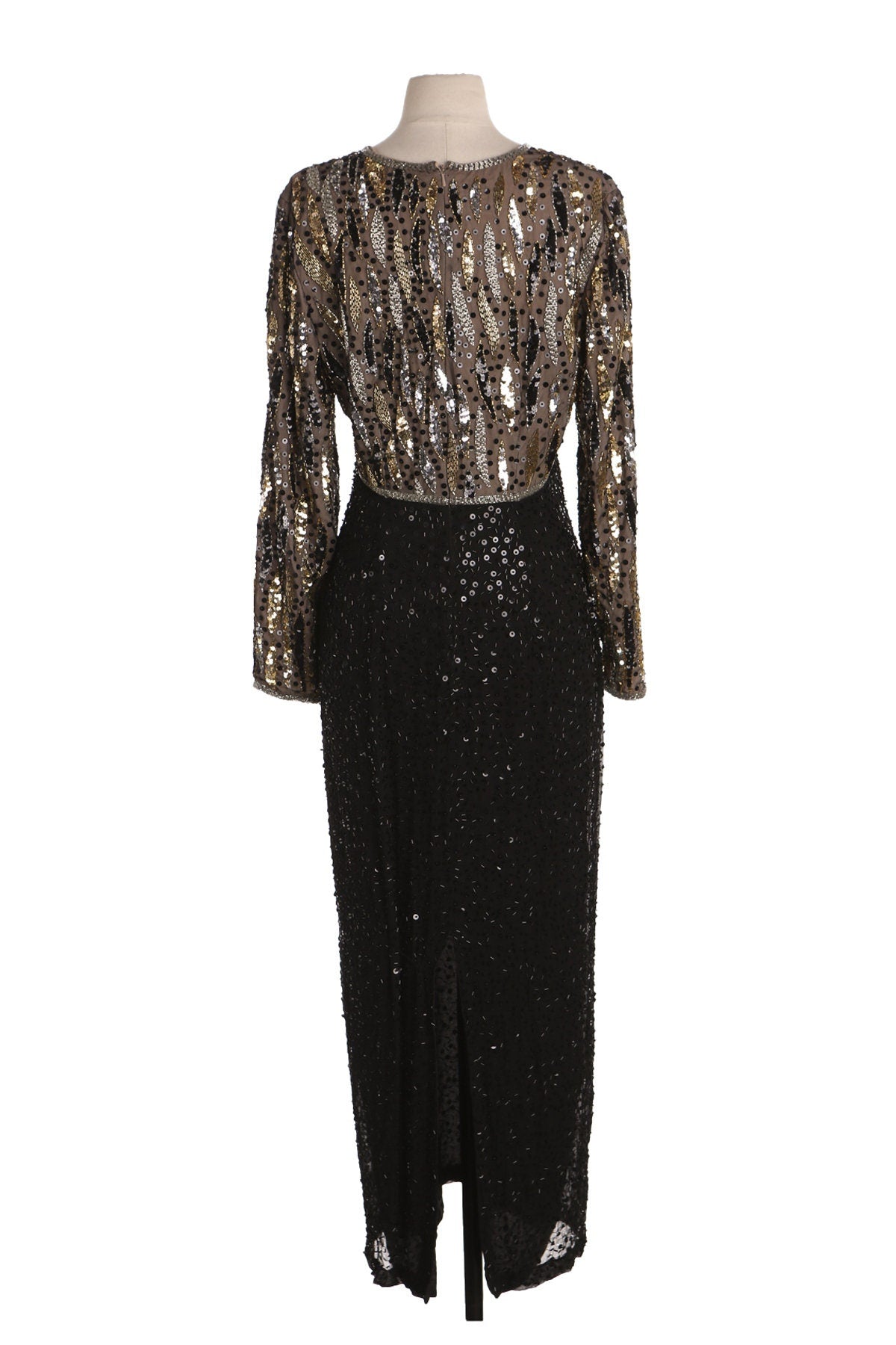 Women Black Long Sequin Party Dress - Era 80s - 90s - Niteline by Della Roufogali