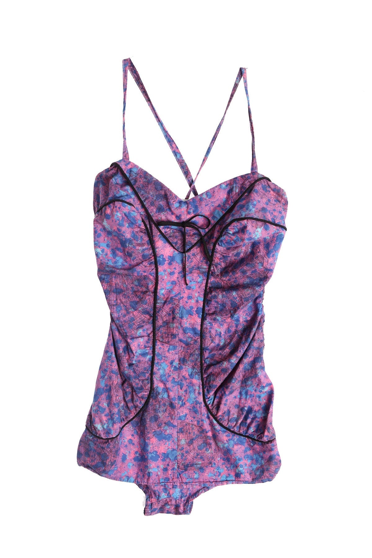 Vintage Women Swimsuit - Era 1940s - 1950s - Graphic Shell Print