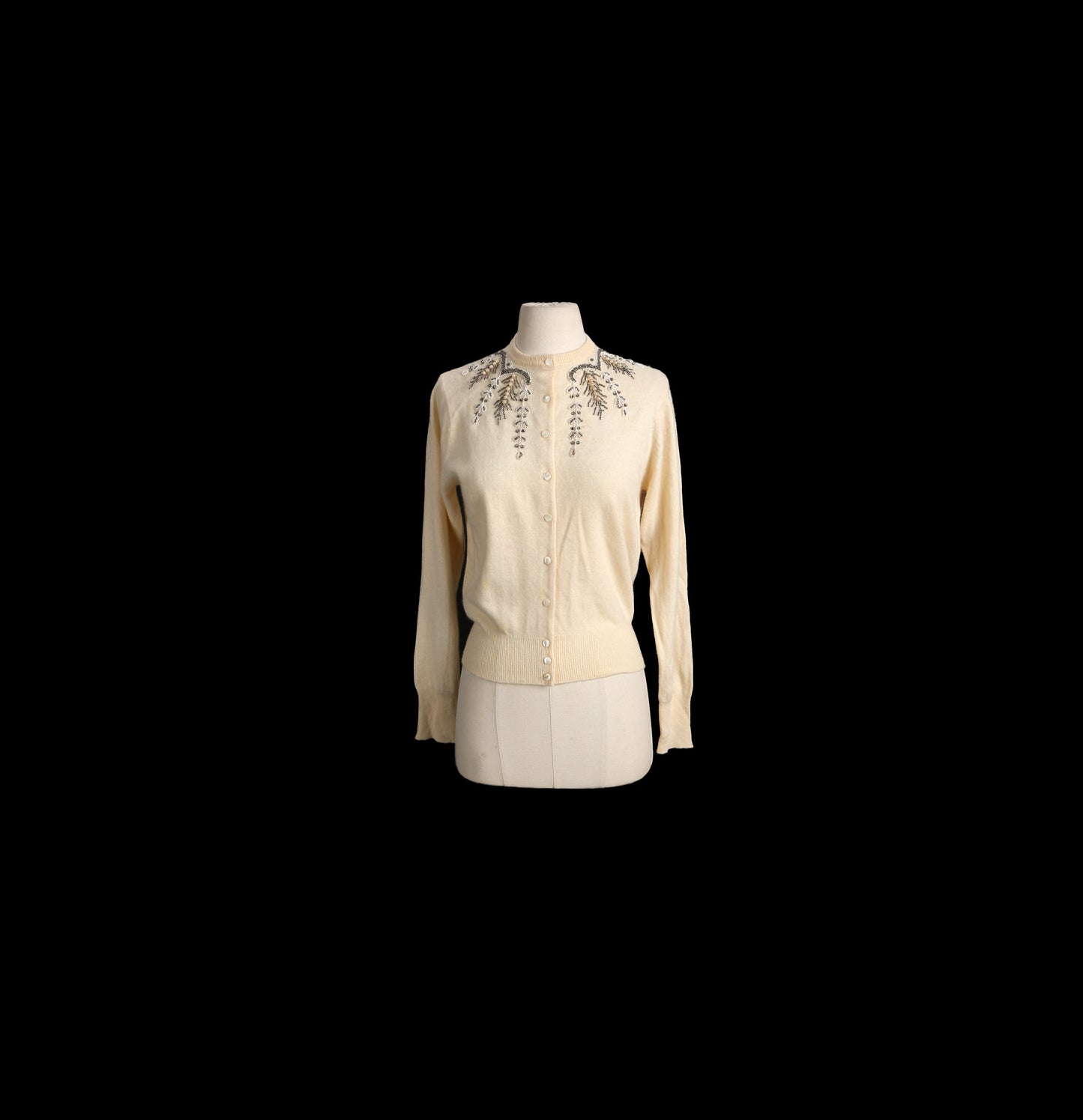 Vintage Women Beaded Beige Sweater - Era 1950s - 1960s - by Ladies Pride