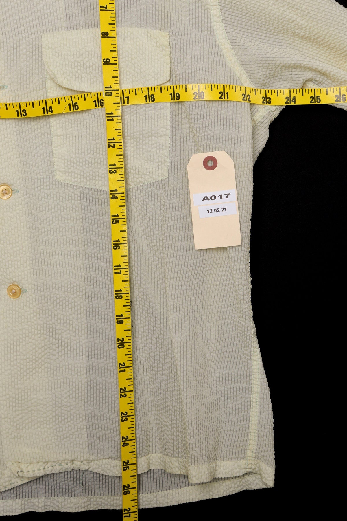 Men Yellow Shirt Long Sleeve Sheer Button Up - Era 1940s - 1950s