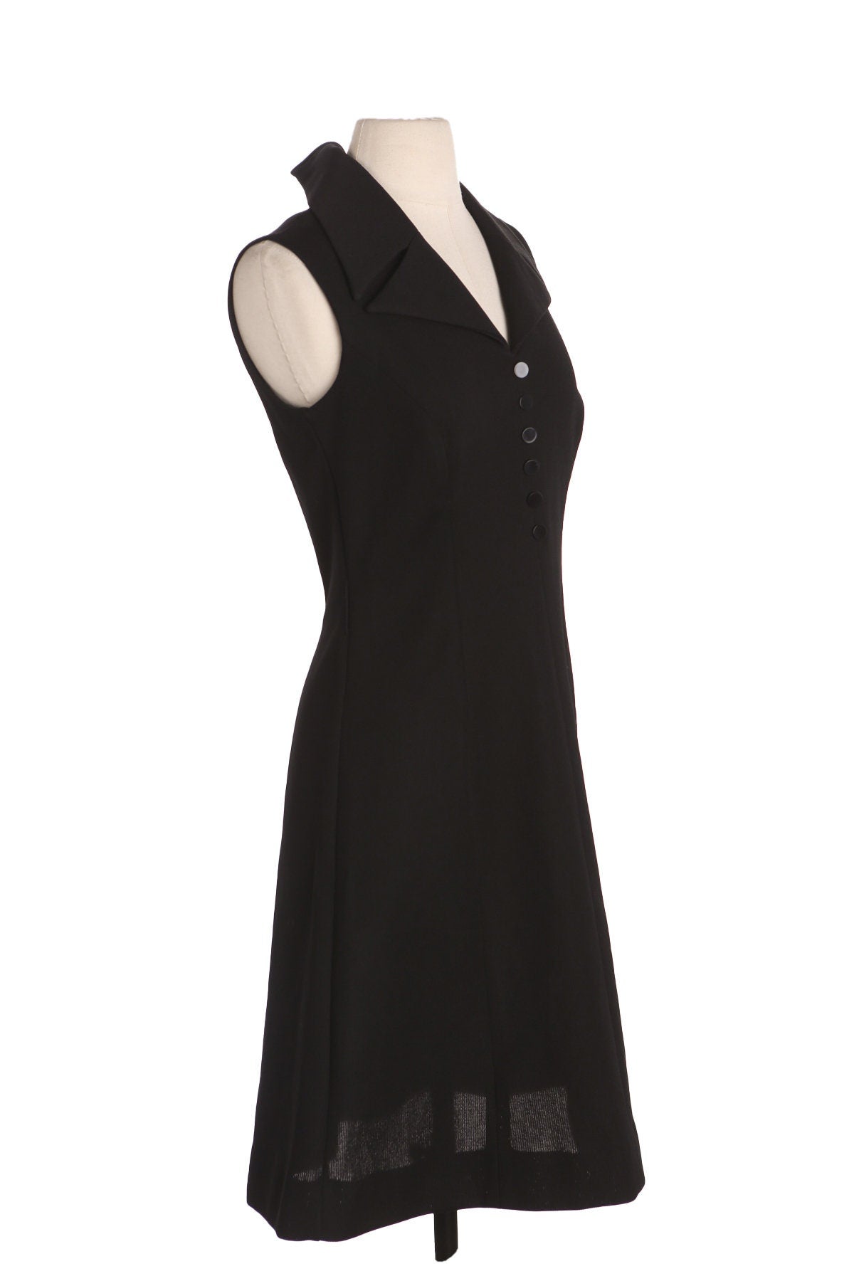 1970s Women Black Casual Poly Dress
