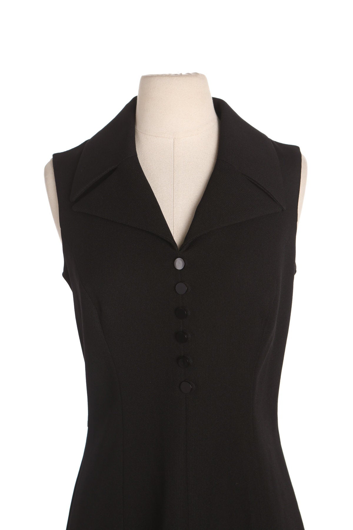 1970s Women Black Casual Poly Dress