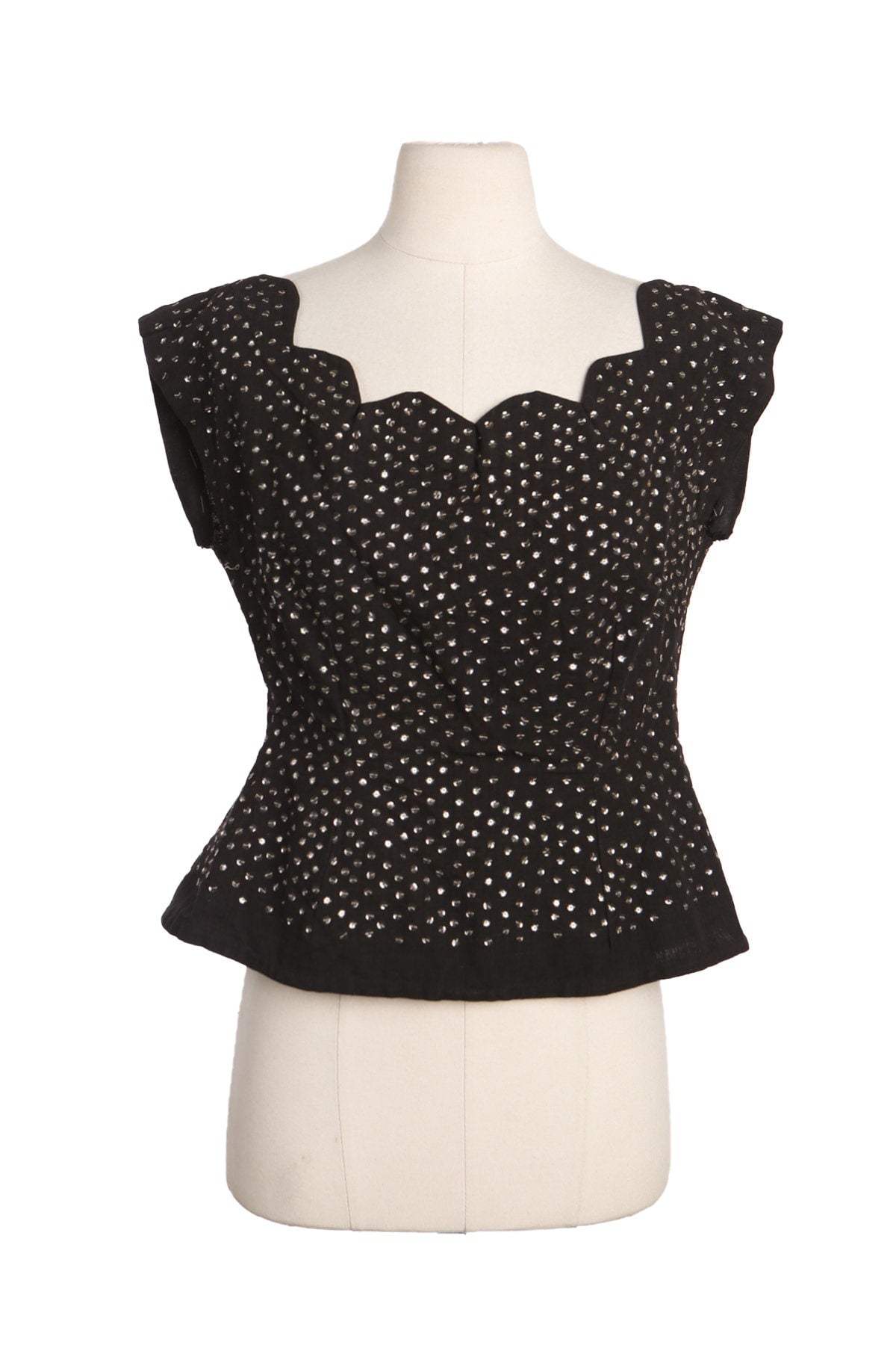 Women Black Sleeveless Casual Top with Sequin Detail - Er a 40 s - 50s