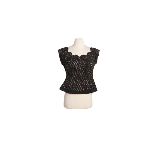 Women Black Sleeveless Casual Top with Sequin Detail - Er a 40 s - 50s