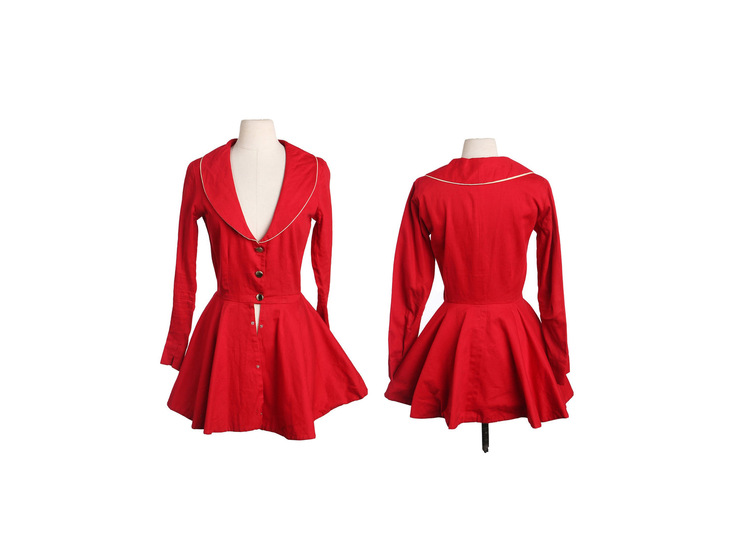 Vintage Red Marchingband Long Sleeve Dress - Era 50s - 60s