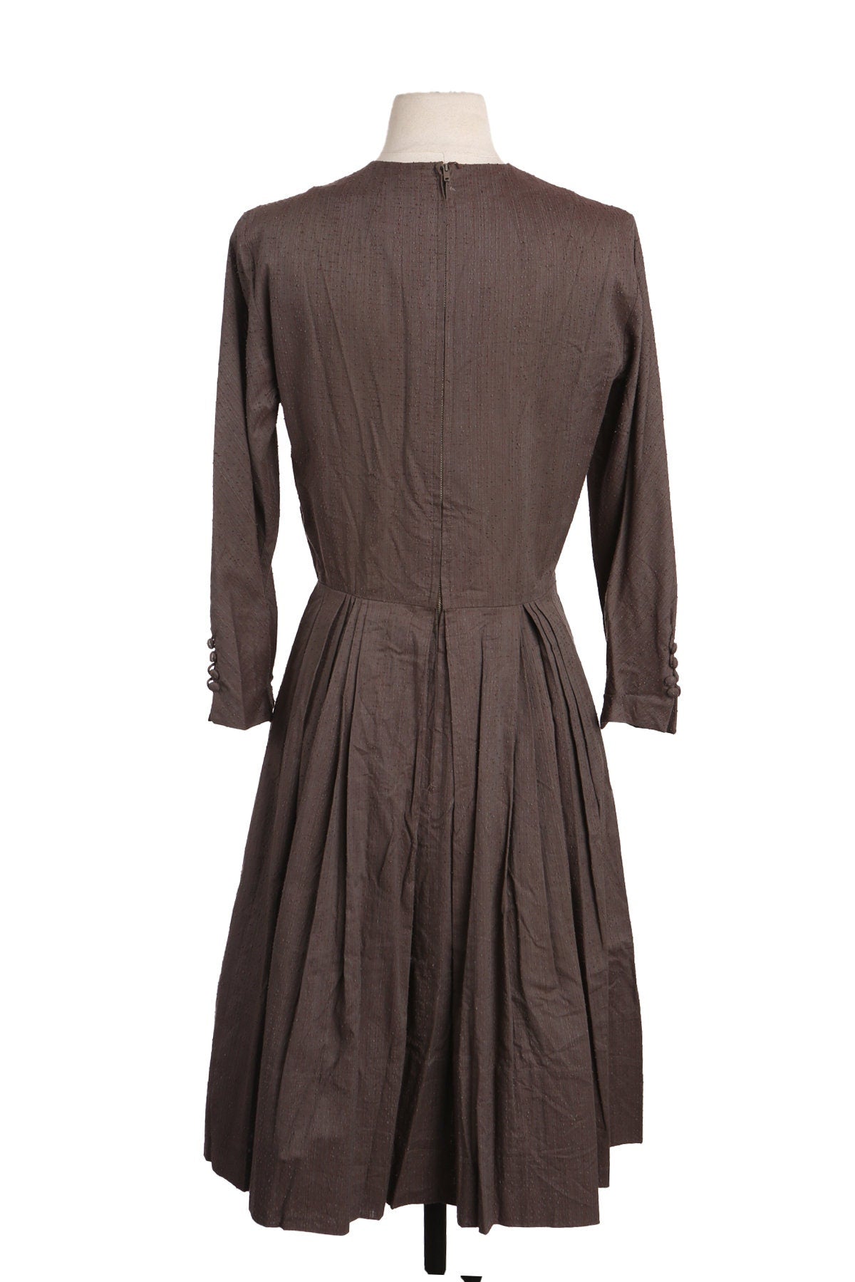 50s Women Brown Long Sleeve Casual Dress