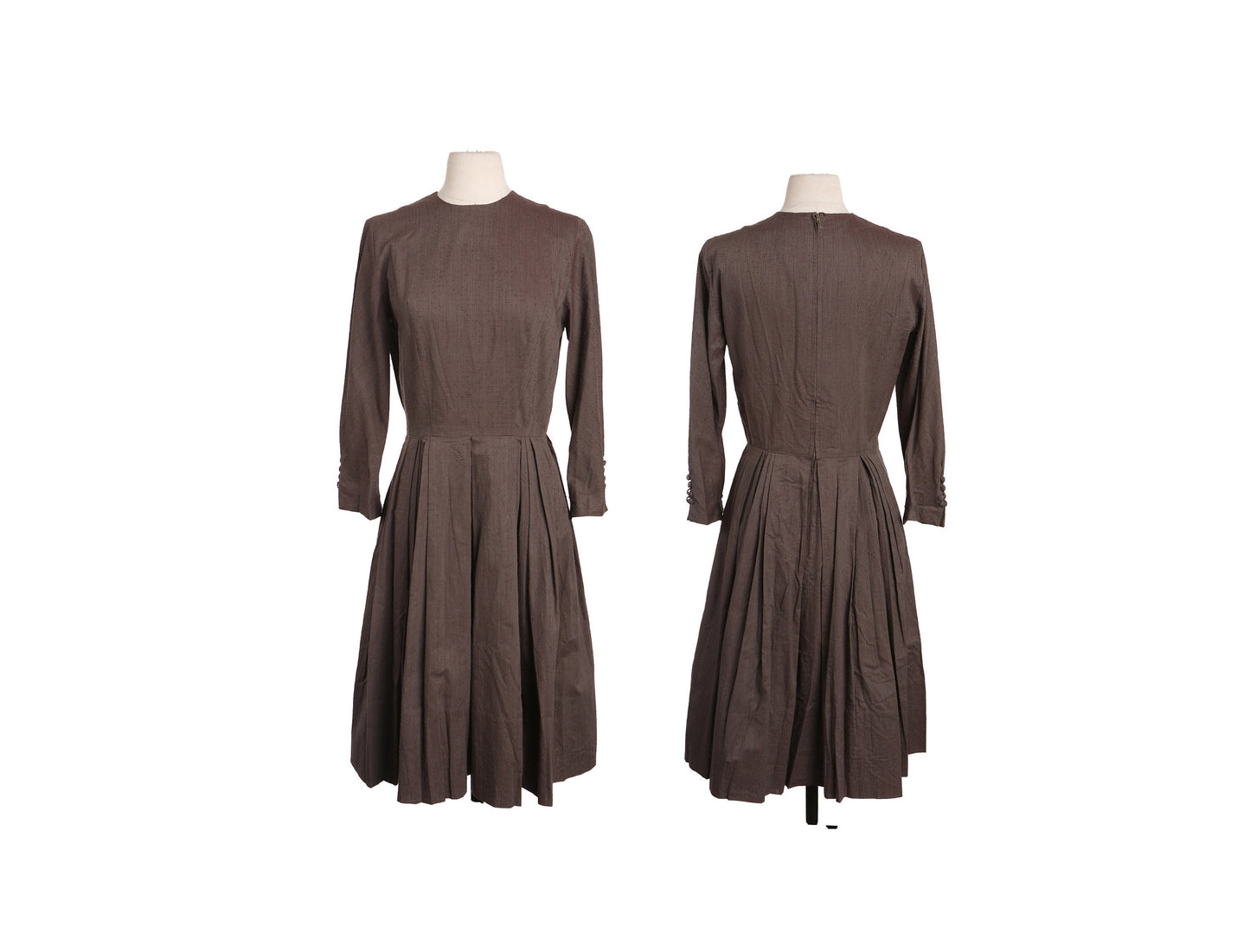 50s Women Brown Long Sleeve Casual Dress