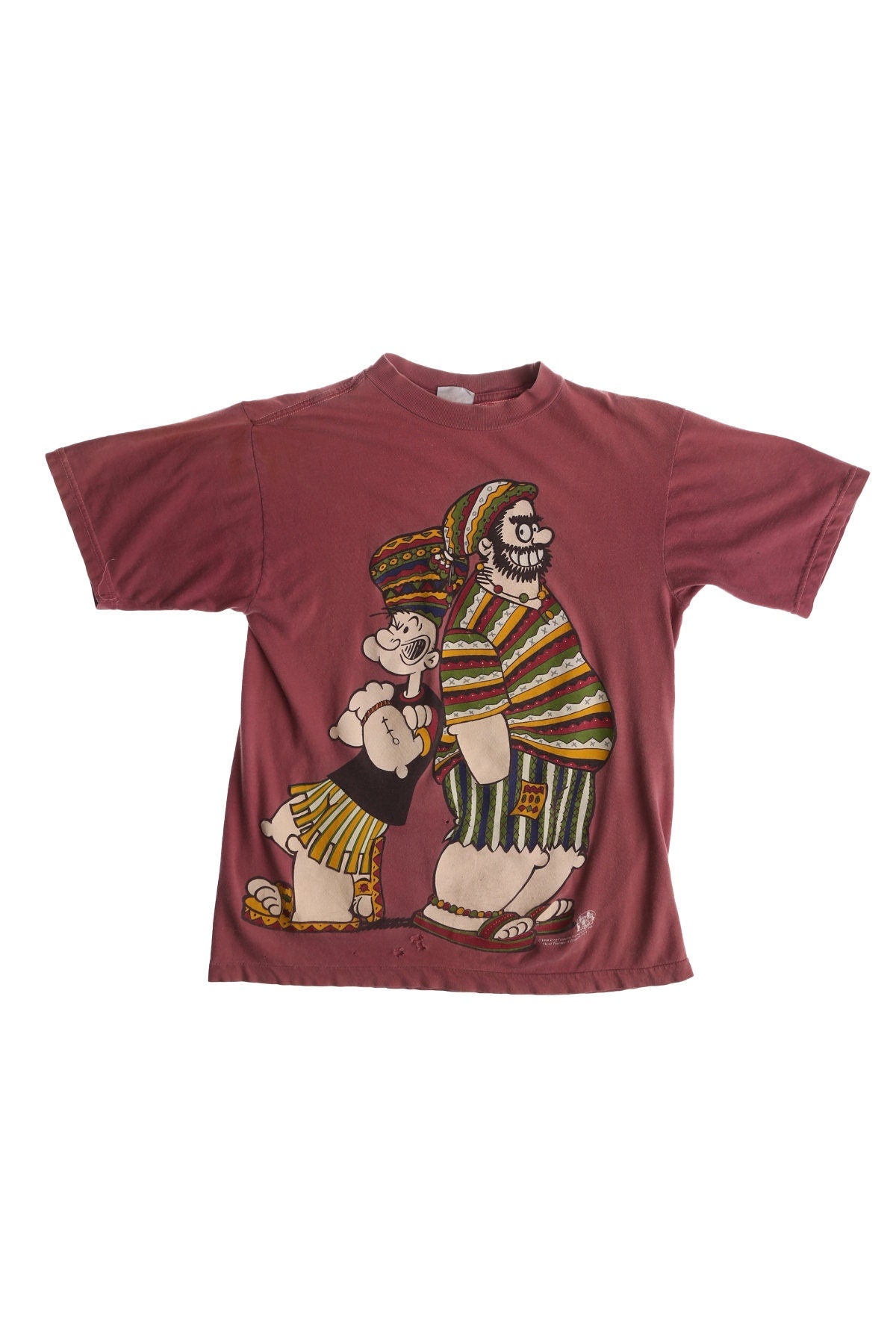 Reggae Popeye and Brutus Cartoon Red Graphic T-shirt