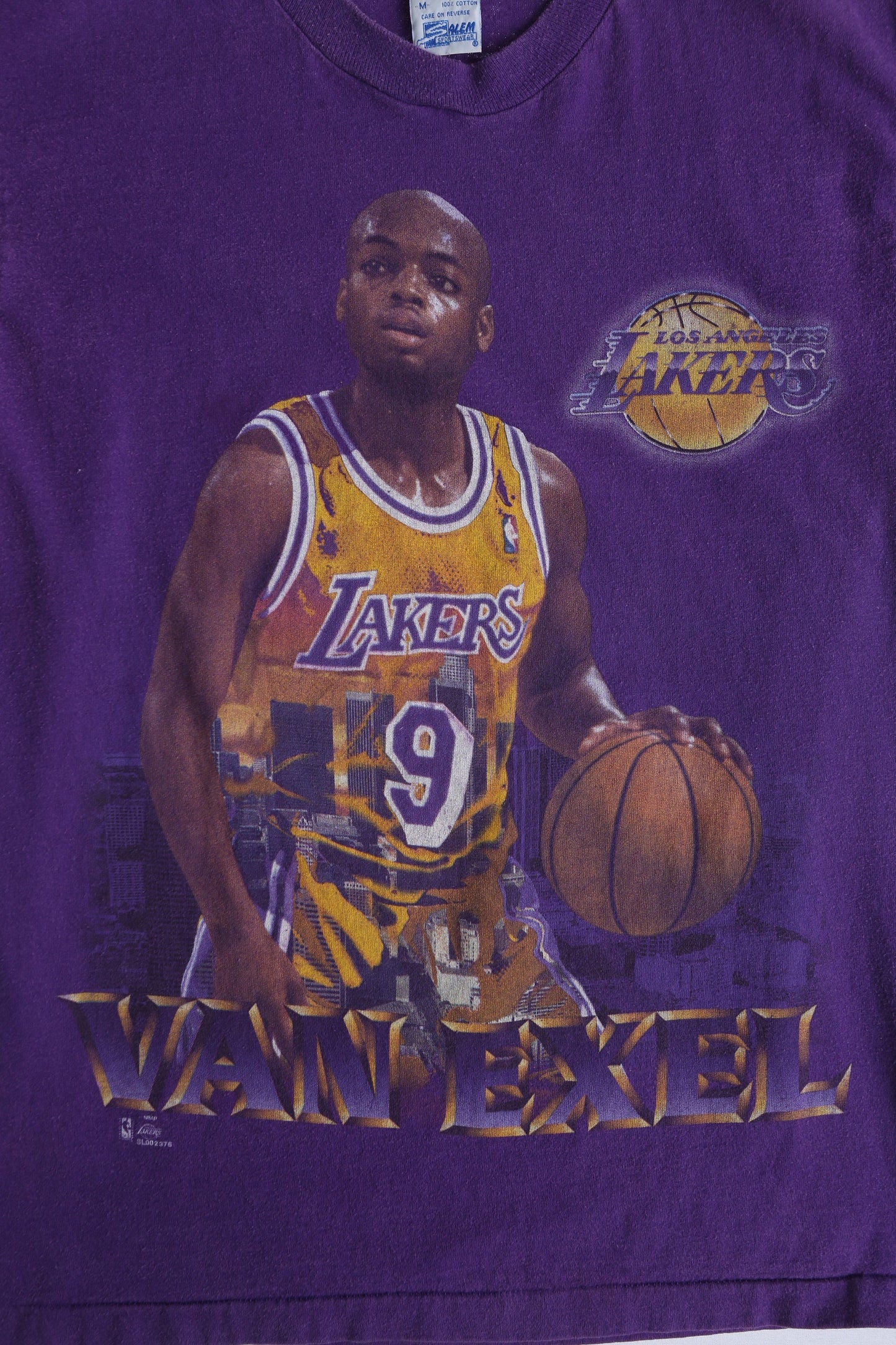 Vintage Van Axel Lakers Number 9 Purple Basketball Graphic Shirt
