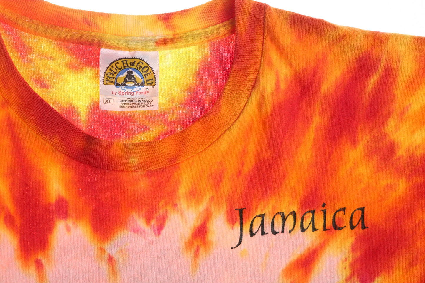 Jamaica Sun and Moon Face Red and Yellow Tie Dye Graphic T-shirt
