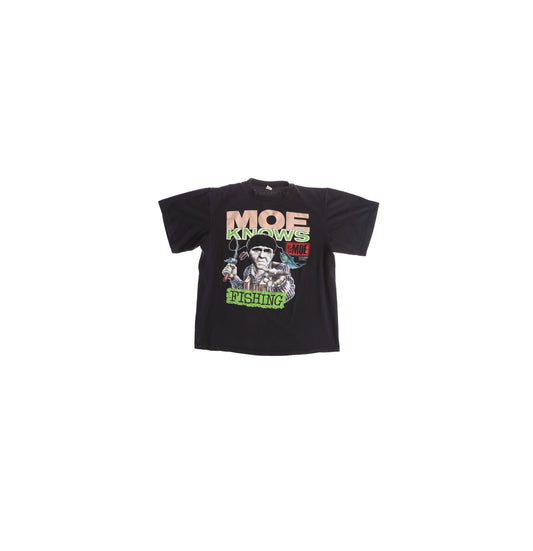 Moe Knows Fishing - Just Say Moe Black Graphic T-shirt