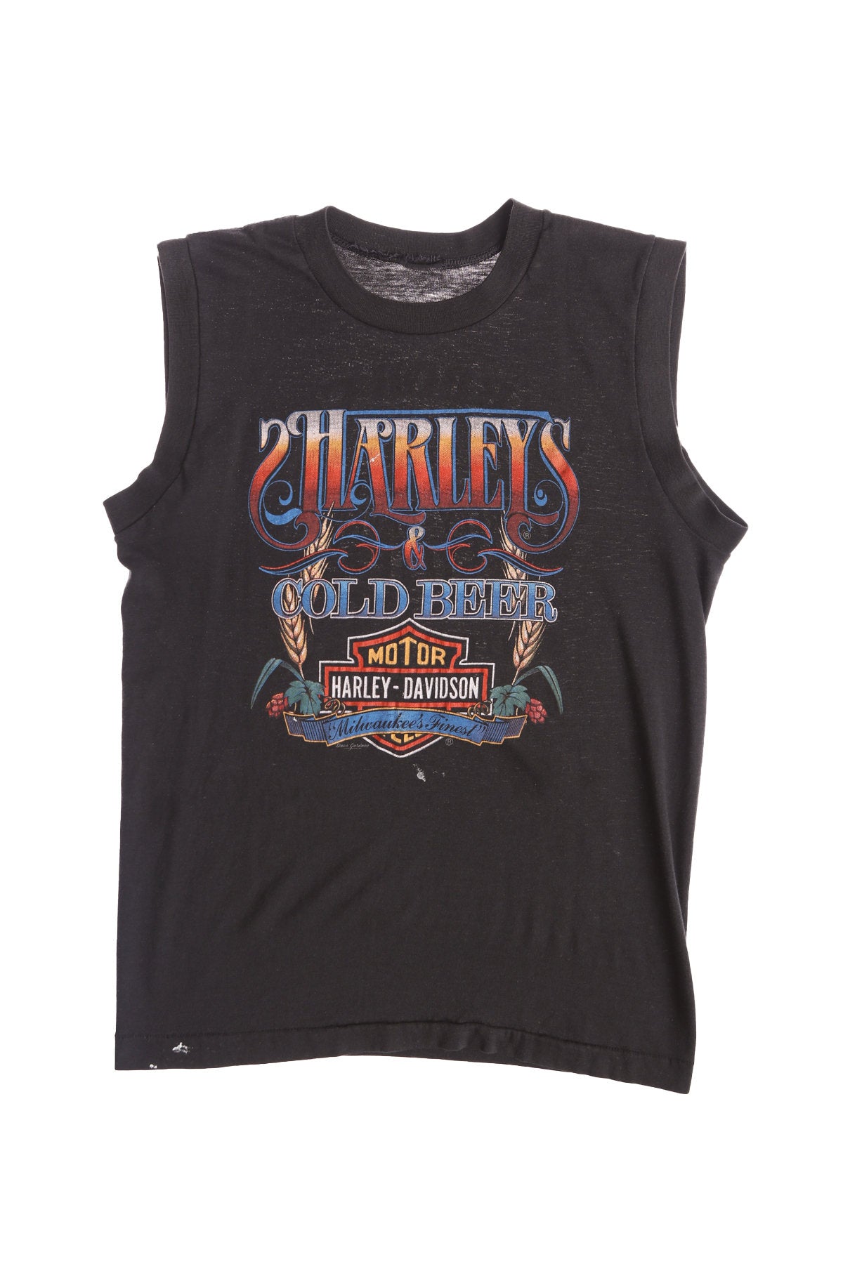 Harley Davidson Cold Beer Sleeveless Black T-shirt - Milwaukee's Finest