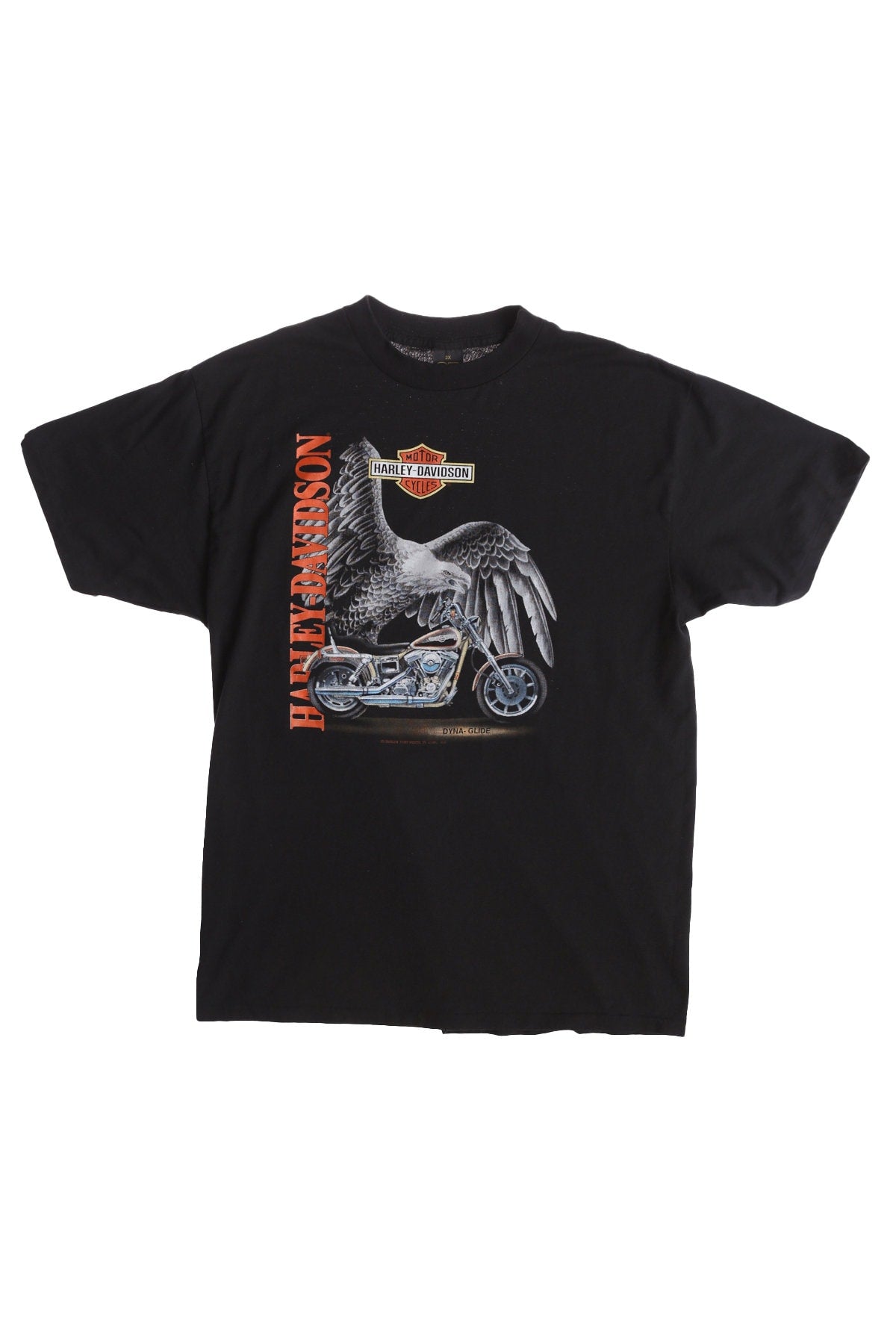 Harley Davidson 3D Emblem Black Graphic T-shirt with Silver Eagle and Motorcycle Print - HD Jeff Service - Helena Montana